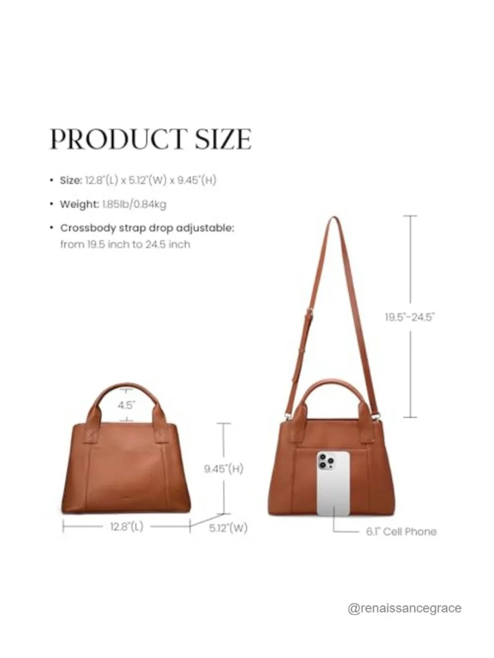 Genuine Leather Satchel Tote Crossbody Bag Women Soft Handbag Purse with Zipper